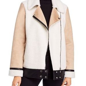 AQUA Moto Shearling Jacket XS